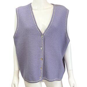 Susan Bristol Purple Vest Womens XL Wool Blend Vintage Casual Relaxed Fit